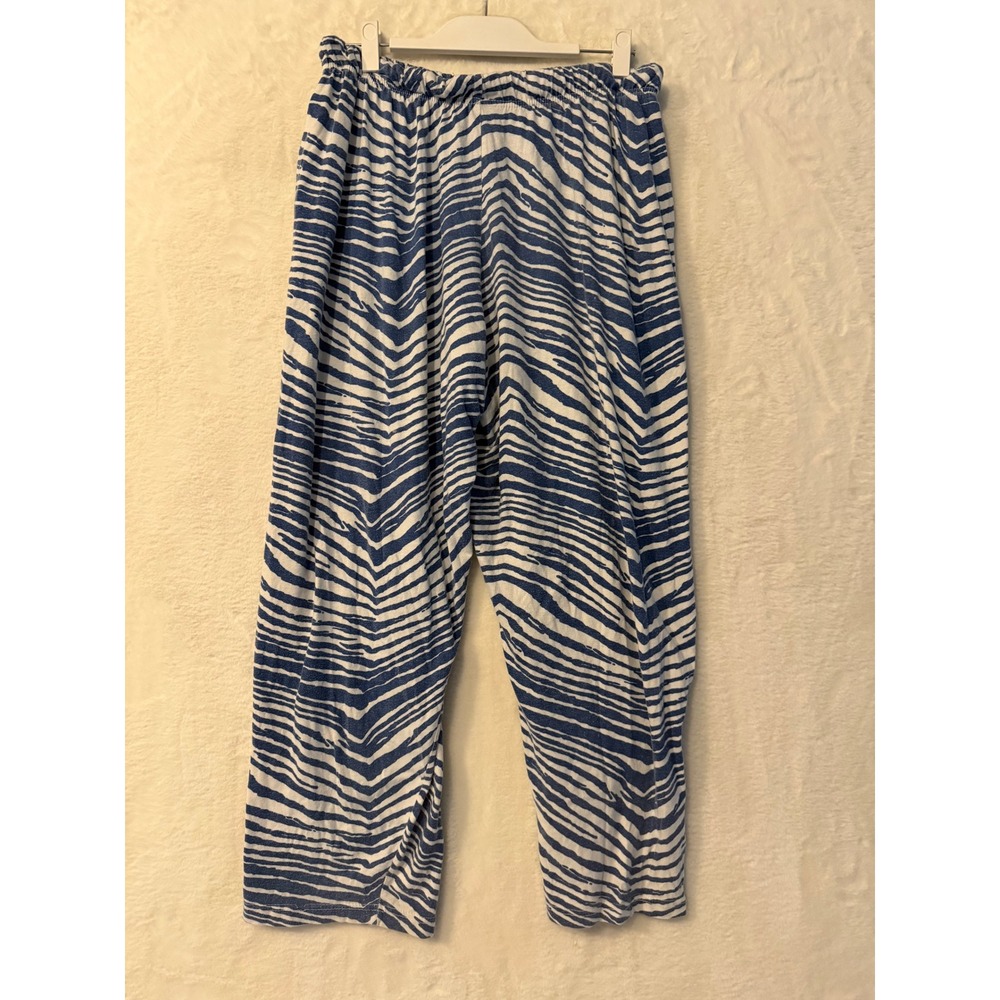 Zubaz Blue White Zebra Print Pants Mens Large Baggy Lounge Tapered Leg 90s Style
